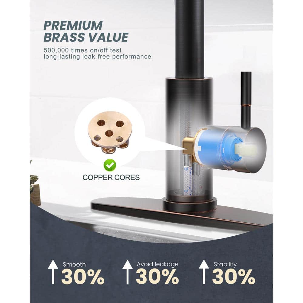 Oil-Rubbed Bronze High Arc Kitchen Faucet with Pull-out Spray and Soap Dispenser