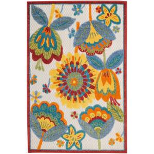 Aloha Multicolor 3 ft. x 4 ft. Floral Contemporary Indoor/Outdoor Area Rug