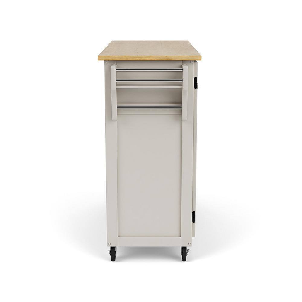White and Natural Wood Kitchen Cart with Storage