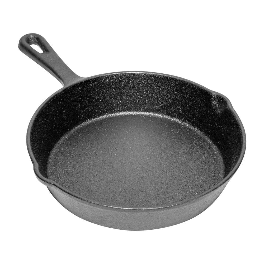 Black 8-Inch Heavy Duty Cast Iron Frying Pan