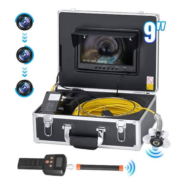 Sewer Camera with 512Hz Locator, 98 ft. /30m, 9 in. 36 x Zoom, Drain Inspection Camera Sewer Camera Self-Leveling