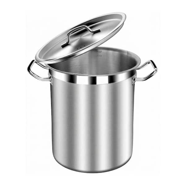 2 Piece Quart Stainless Steel Soup Pot with Lid, Heavy Duty Stockpot, Induction and Oven Safe, Dishwasher Safe