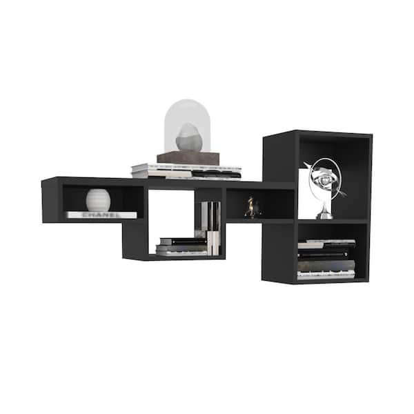 Seafuloy 48 in. W x 10 in. D Wall Shelf Black Cube Shelf Modular