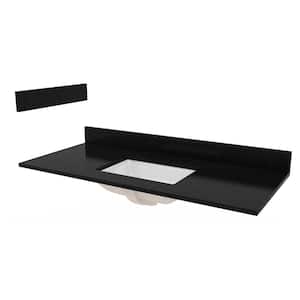 49 in. W Granite Vanity Top in Black Galaxy with White sink, Backsplash and Optional Sidesplash