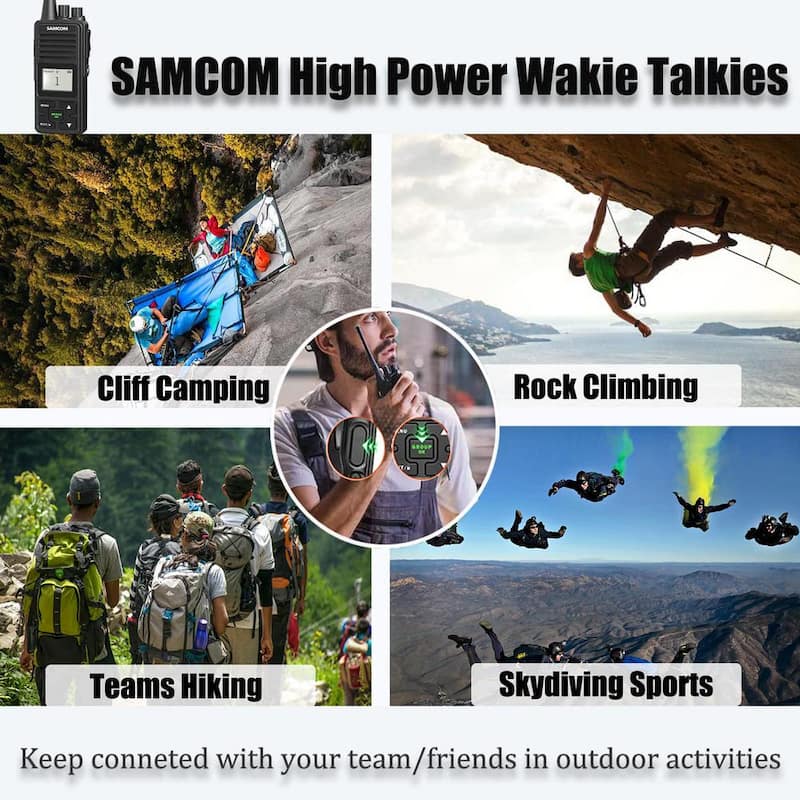 Multi-functional 5 Mile Range Rechargeable Waterproof Digital 2-Way Radio with Charger and Shoulder Mic (4-Pack)