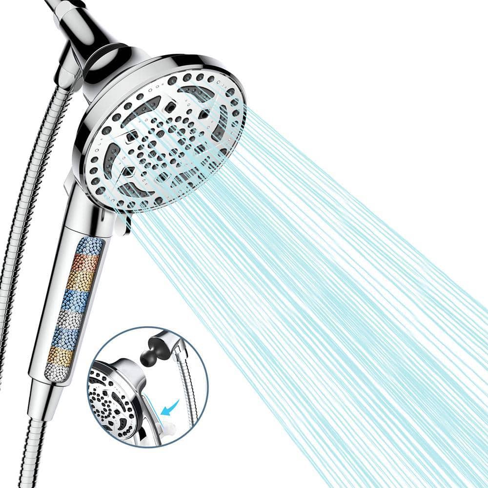 cobbe 7-Spray 4.92 in. Wall Mount Adjustable Filtered Handheld Shower Heads Removable Shower hose 1.8 GPM in Chrome