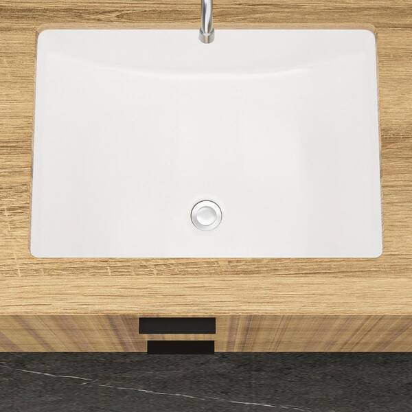 21.5 in. Undermount Rectangular Bathroom Sink with Overflow in White Ceramic