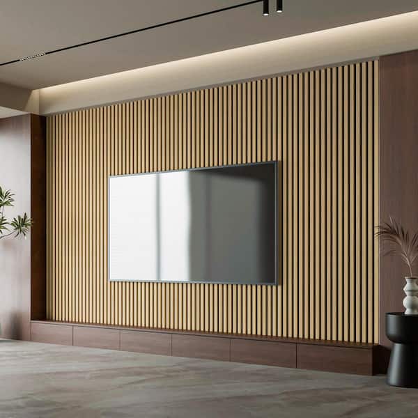 4/5 in. x 2 ft. x 8 ft. Oak Finished MDF Shiplap Decorative Wall Paneling, Sound Absorbing Wall Panels(2-Pcs)