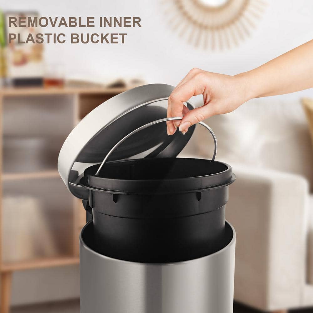 1.32 Gallon Brushed Stainless Steel Step-On Trash Can