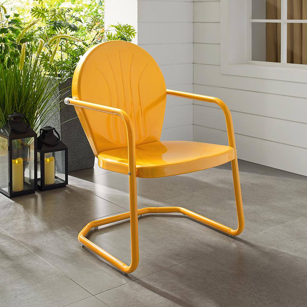 Griffith Tangerine Gloss Steel Outdoor Armchair with Decorative Grooves