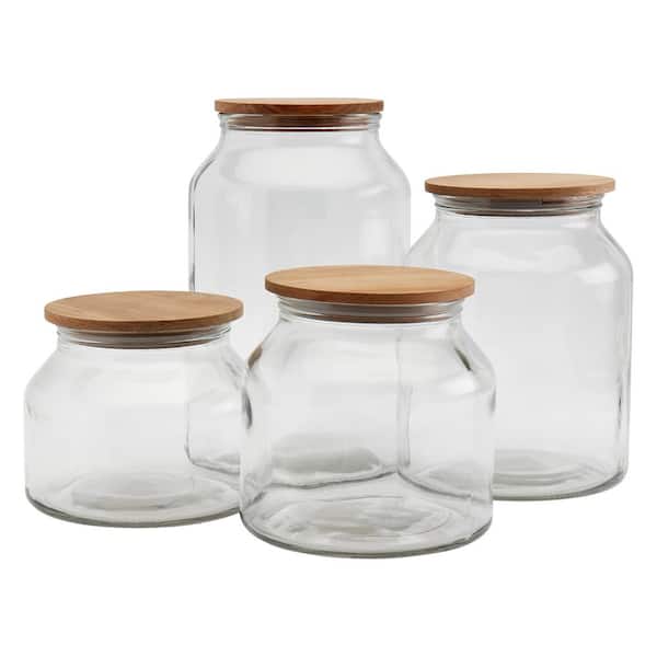 Large Glass Canister with Airtight Wooden Lid, Set of 2 - Food Fanatic