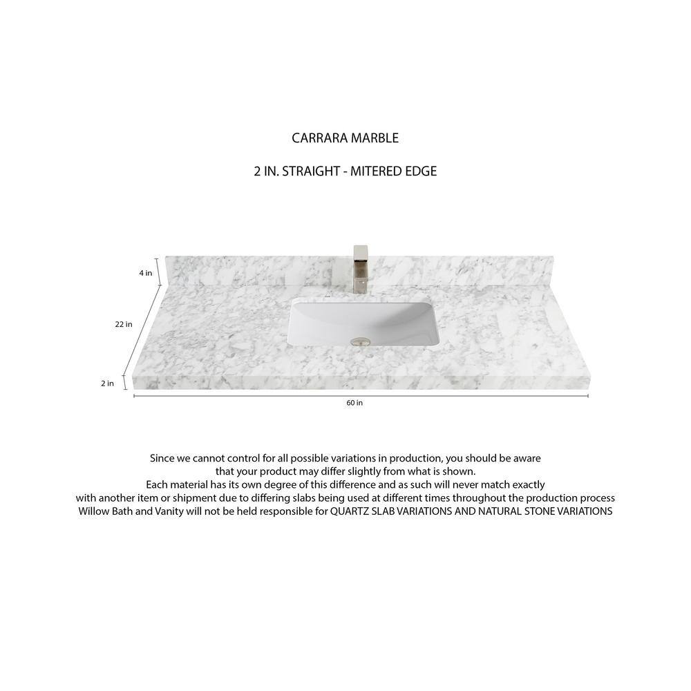 60'' White Single Bathroom Vanity with Marble Top