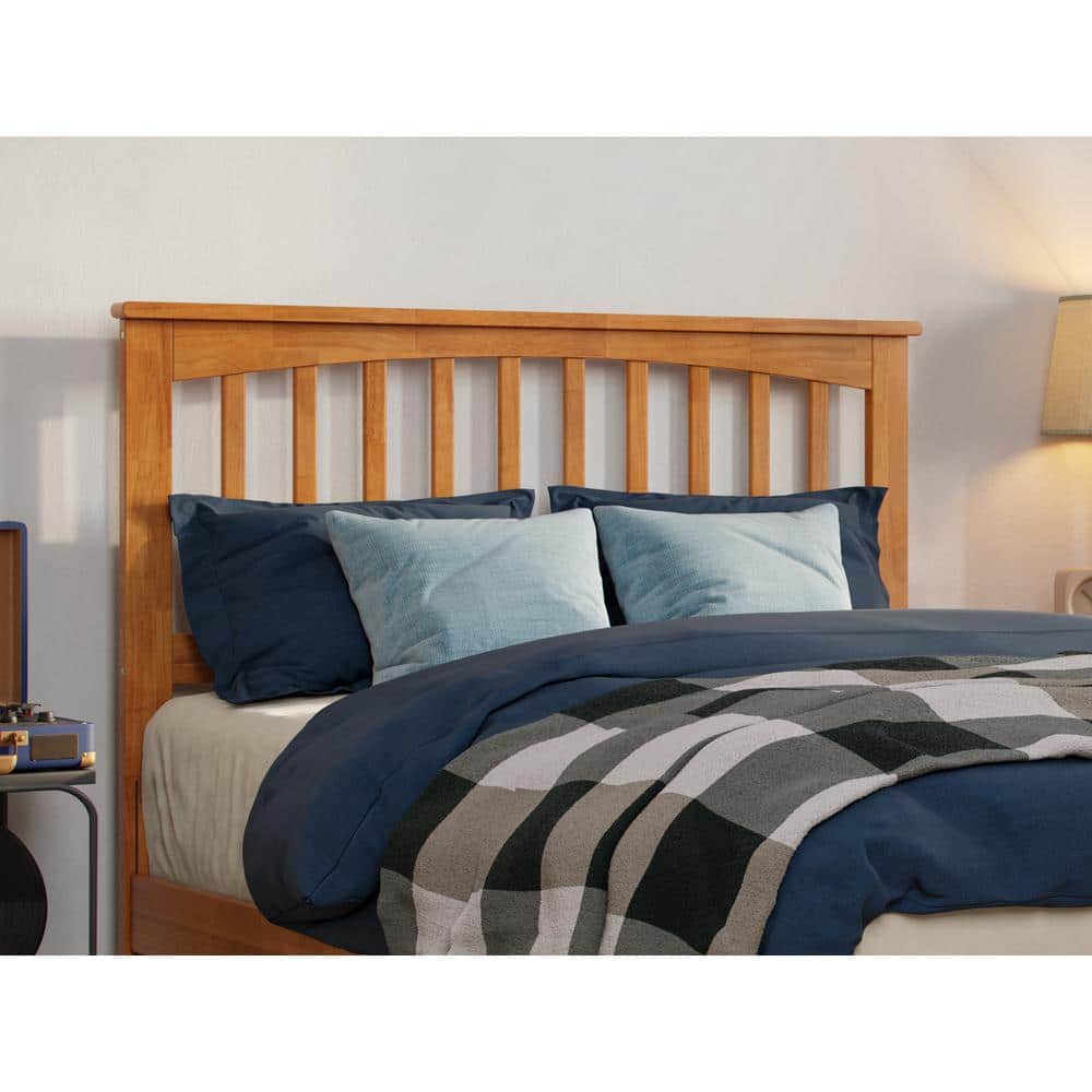 Light Toffee Full Wood Mission Platform Bed with Headboard