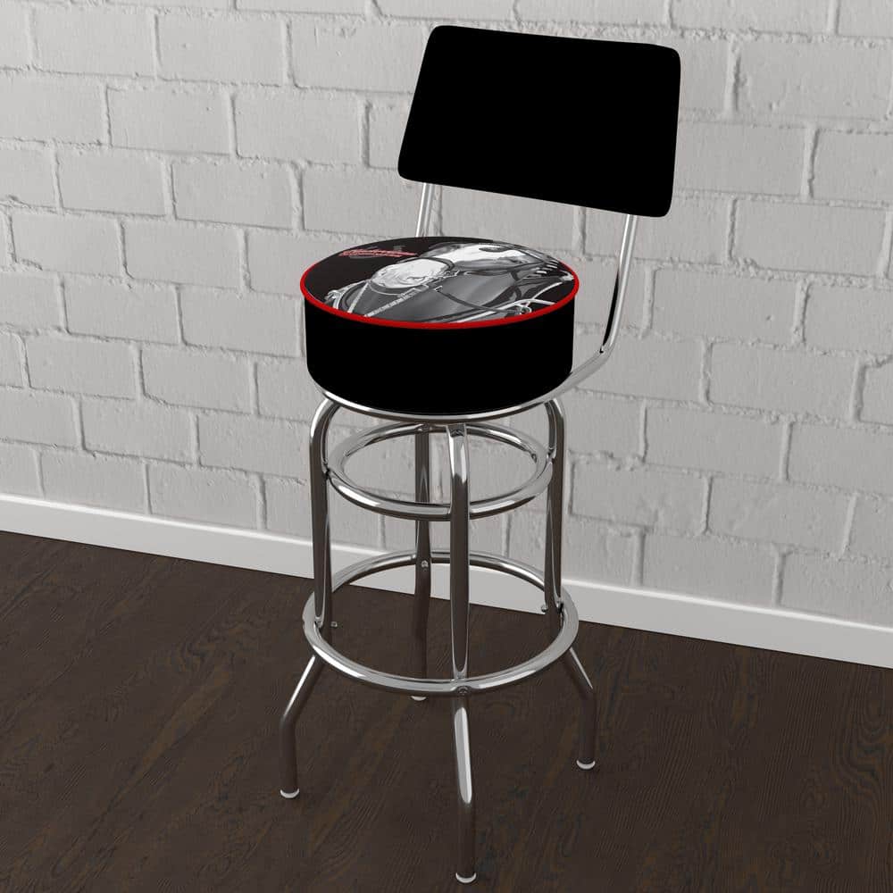 Budweiser Clydesdale Black 31 in. Black Low Back Metal Bar Stool with Vinyl Seat