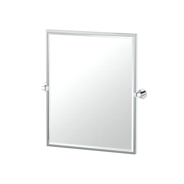 Gatco Channel 24 in. x 25 in. Single Framed Small Rectangle Mirror in Chrome