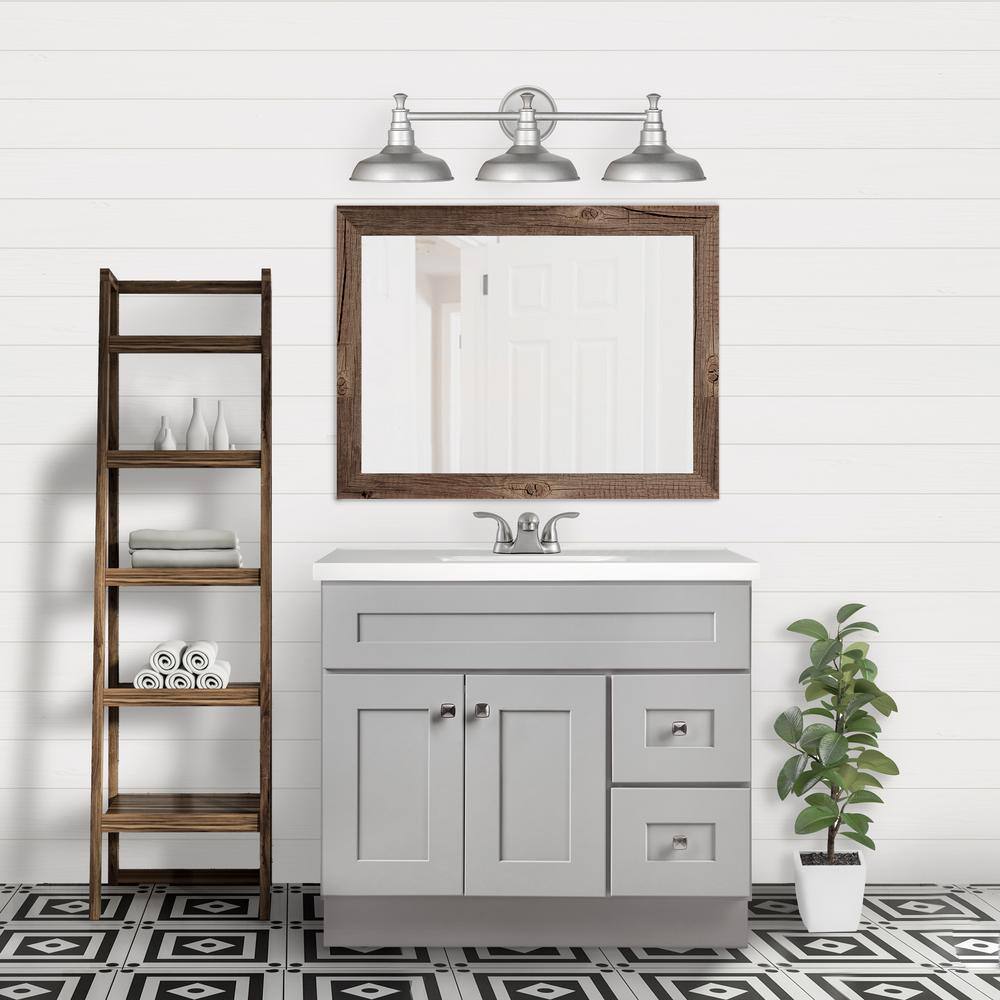 Gray Shaker Style 36-Inch Solid Wood Bathroom Vanity