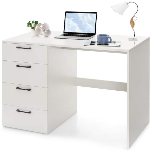 Large white deals desk with storage