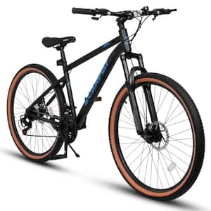 24 in. Wheels Mountain Bike Carbon steel Frame Disc Brakes Thumb Shifter Front fork Bicycles, Blue