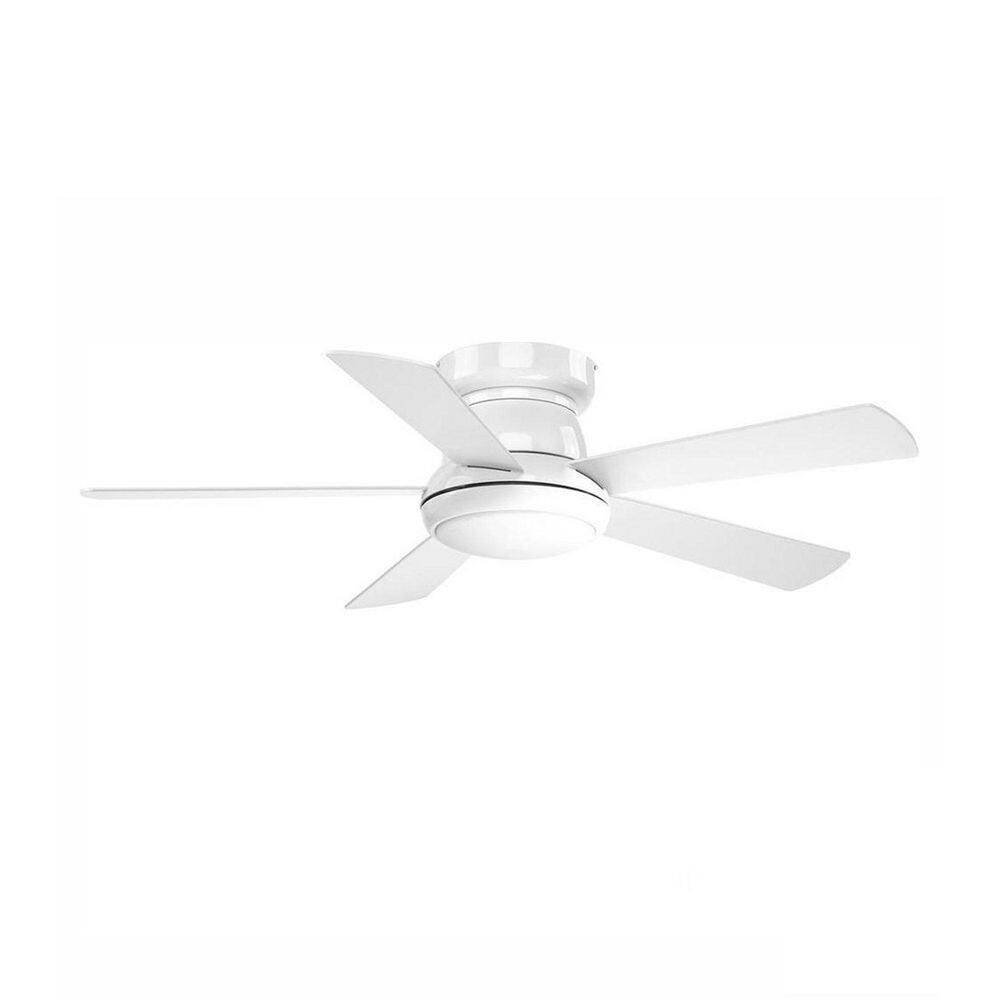 White 52" Low Profile Ceiling Fan with LED Light and Remote