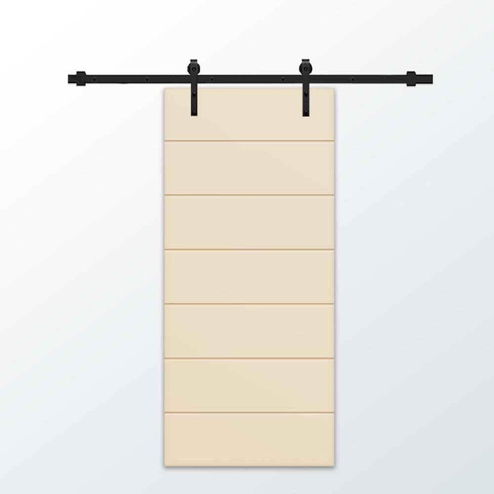 36 in. x 80 in. Beige Painted Composite MDF Paneled Interior Sliding Barn Door with Hardware Kit price history on PriceWatchPro