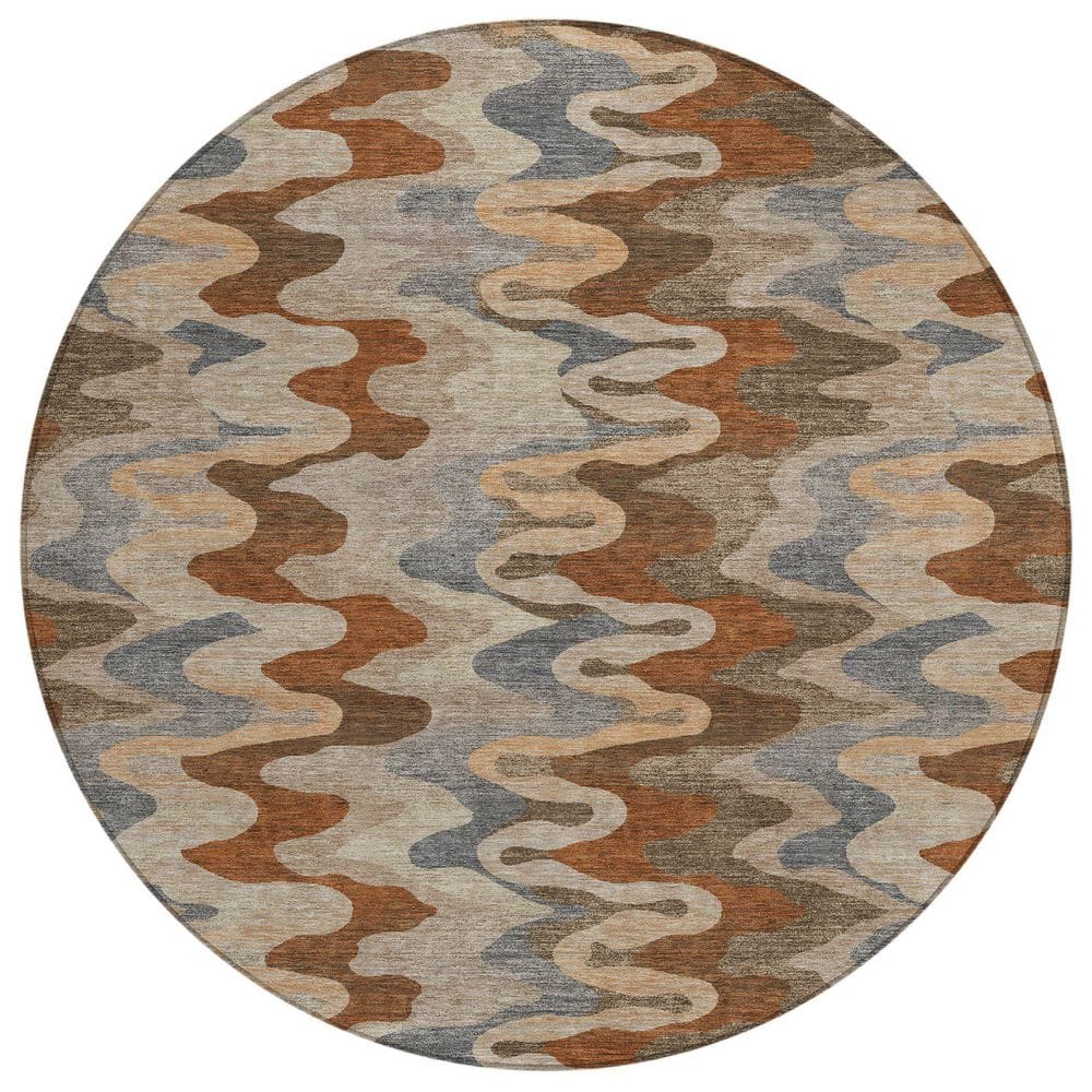 Chantille Machine Washable Indoor/Outdoor Abstract ACN2481 Brown 8 ft. x 8 ft. Round Rug price history on PriceWatchPro