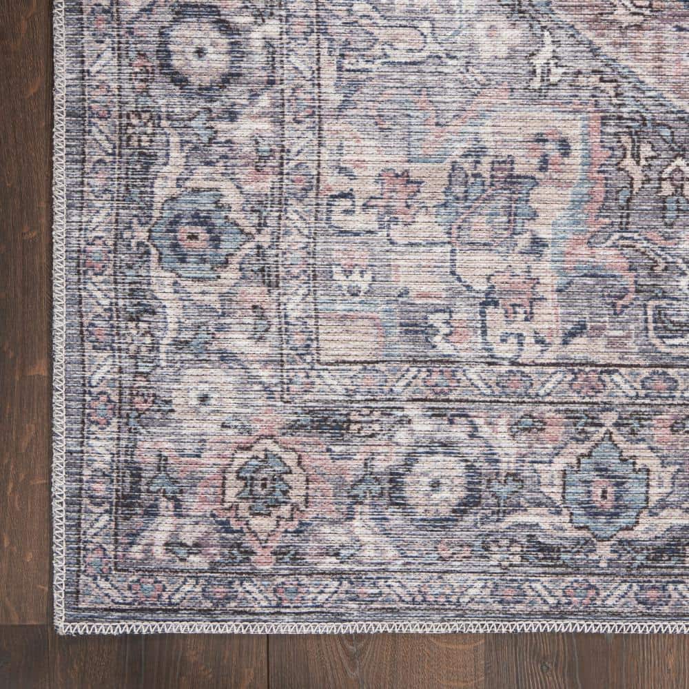 Gray Floral Cotton Chenille Rectangular 4' x 6' Area Rug