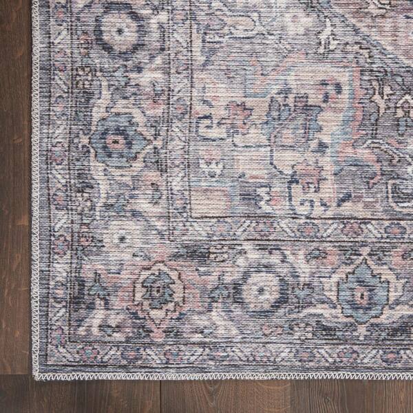 Nicole Curtis Machine Washable Traditional Boho Grey 4' x 6' Area Rug, (4'  x 6')