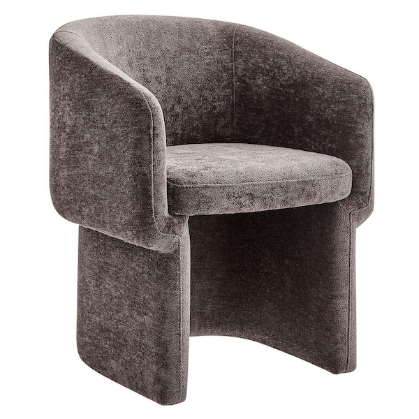 Verity Modern Chenille Barrel Dining Chair in Chocolate Brown-Fabric Upholstered Accent Armchair With Curved Back