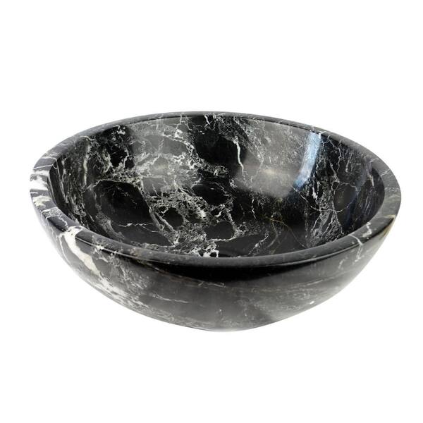Onyx Marble Designs Round Marble Stone Vessel Sink in Black Zebra