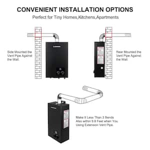 Instant 2.64 GPM 68,000 BTU Indoor Propane Tankless Water Heater with Vent Pipe, Black