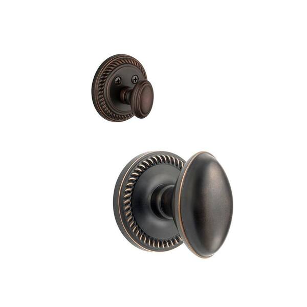 Grandeur Newport Single Cylinder Timeless Bronze Combo Pack Keyed Differently with Eden Prairie Knob and Matching Deadbolt