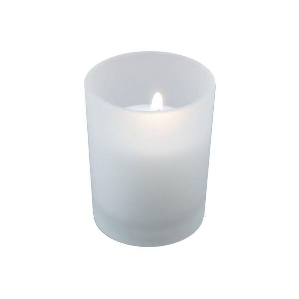 LUMABASE 72-Count 10-Hour Votive Candles with 12 Frosted Glass Holders