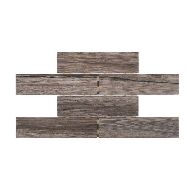 Jeffrey Court Lost Hills Brown 14 125 In X 9 75 In Interlocking Textured Matte Porcelain Wall And Floor Mosaic Tile The Home Depot