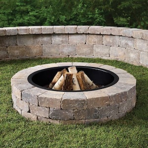 Weston 52 in. x 12 in. Northwoods Tan Round Concrete Fire Pit Kit With Metal Liner