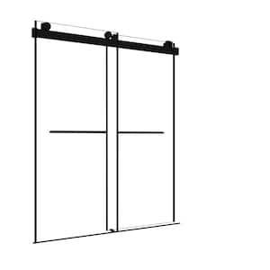 58 in. To 60 in. Width x 76 in. H Sliding Framed Shower Door in Matte Black with Clear Glass