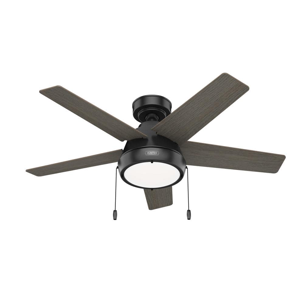 Hunter Burroughs 44 in. Indoor Matte Black Ceiling Fan with Light Kit 51385 Sansujyuku sansujyuku.com