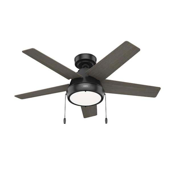 Hunter Burroughs 44 in. Indoor Matte Black Ceiling Fan with Light Kit ...