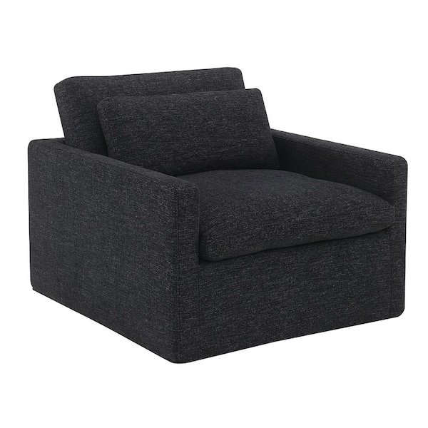 Naveen Dark Gray Fabric Swivel Chair w/Pillow