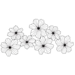 43 in. x  21 in. Metal Black Wire Floral Wall Decor