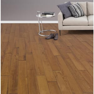 Take Home Sample - Caucho Wood Newbury 4.5 in. Width x 8 in. Length Light Distressed Solid Hardwood Flooring