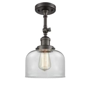 Franklin Restoration Bell 8 in. 1-Light Oil Rubbed Bronze Semi-Flush Mount with Clear Glass Shade