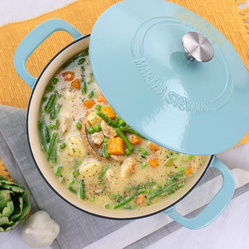 Turquoise 7 Qt Enameled Cast Iron Dutch Oven with Lid