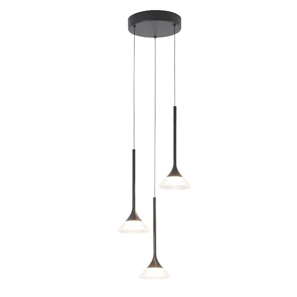 UMEILUCE 3-Lights Dimmable Integrated LED Black Modern Chandelier for Dining Room Stairs, 3000K Warm Light
