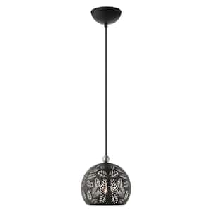 Chantily 1 Light Black with Brushed Nickel Accents Pendant