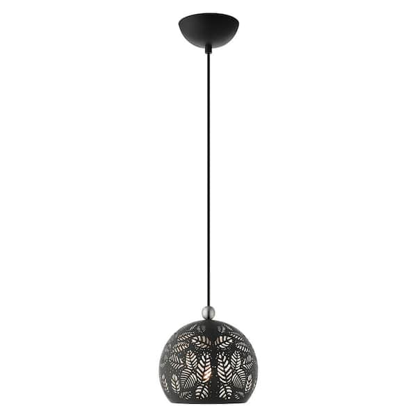 Chantily 1 Light Black with Brushed Nickel Accents Pendant
