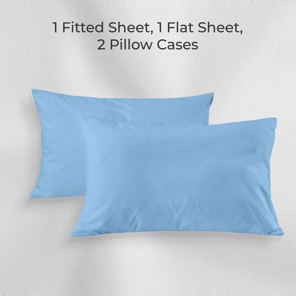 Up to 30" Deep Pocket Fitted Sheet 2 PC Pillow Case All US Size Solid Colors