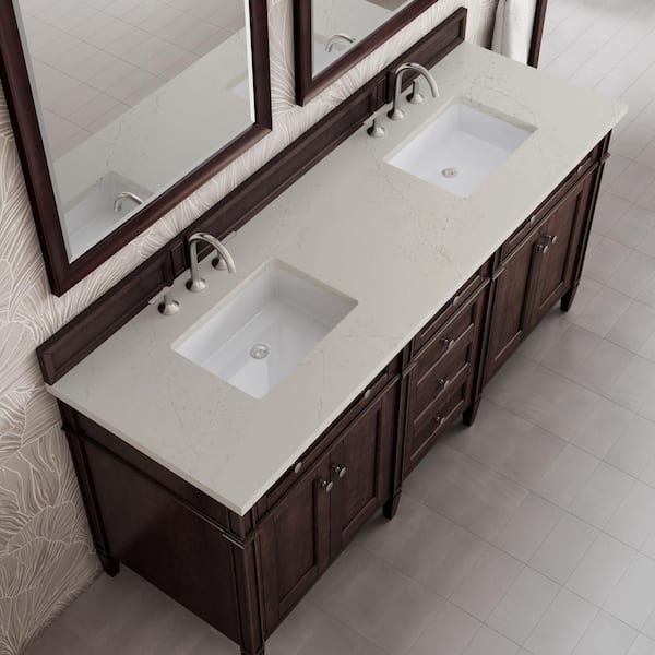 Brittany 72.0 in. Double Bath Vanity in Burnished Mahogany with Siberian Quartz Top