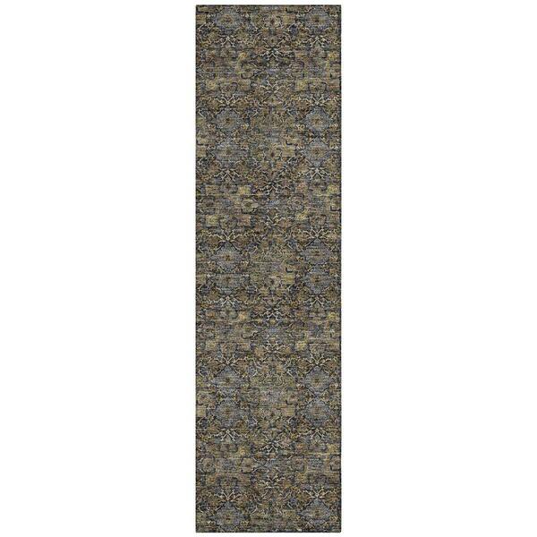 Chantille Machine Washable Indoor/Outdoor Abstract ACN2783 Black 2 ft. x 7 ft. Runner Rug