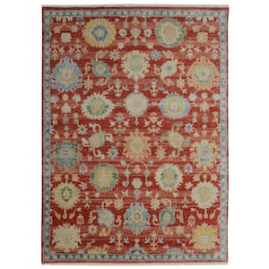 Rust 10 ft. x 14 ft. Hand-Knotted Wool Classic Floral Rug Area Rug