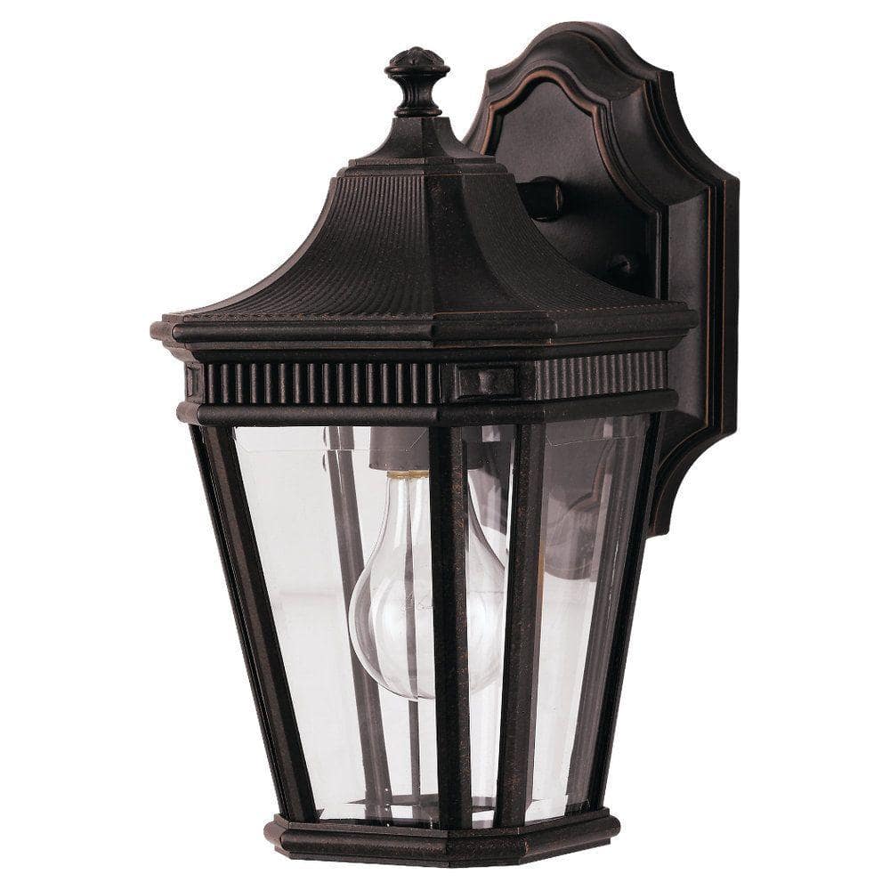 Cotswold Lane Grecian Bronze 1-Light Outdoor Lantern with Clear Beveled Glass